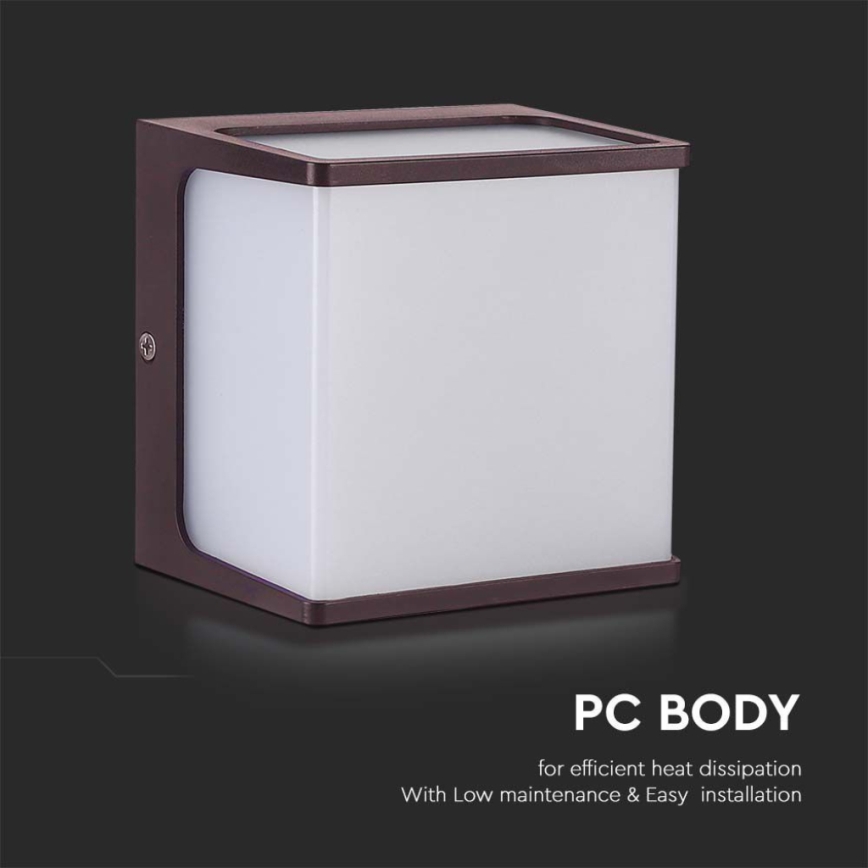 LED vägglampa för utomhusbruk LED/8W/230V IP65 4000K brun