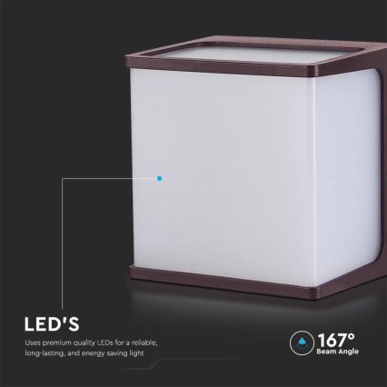 LED vägglampa för utomhusbruk LED/8W/230V IP65 4000K brun
