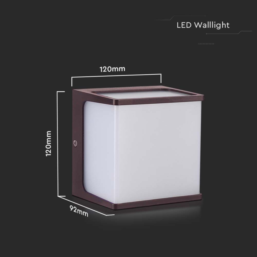 LED vägglampa för utomhusbruk LED/8W/230V IP65 4000K brun