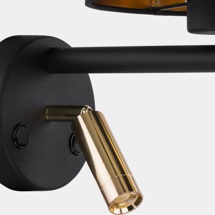 LED vägglampa HILTON 1xE27/15W/230V + LED/3W/230V mässing /svart