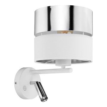 LED Vägglampa HILTON 1xE27/15W/230V + LED/3W/230V vit/krom