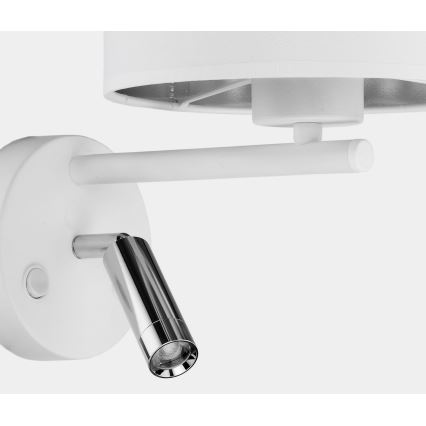 LED Vägglampa HILTON 1xE27/15W/230V + LED/3W/230V vit/krom