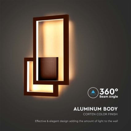 LED Vägglampa LED/20W/230V 3000K brun