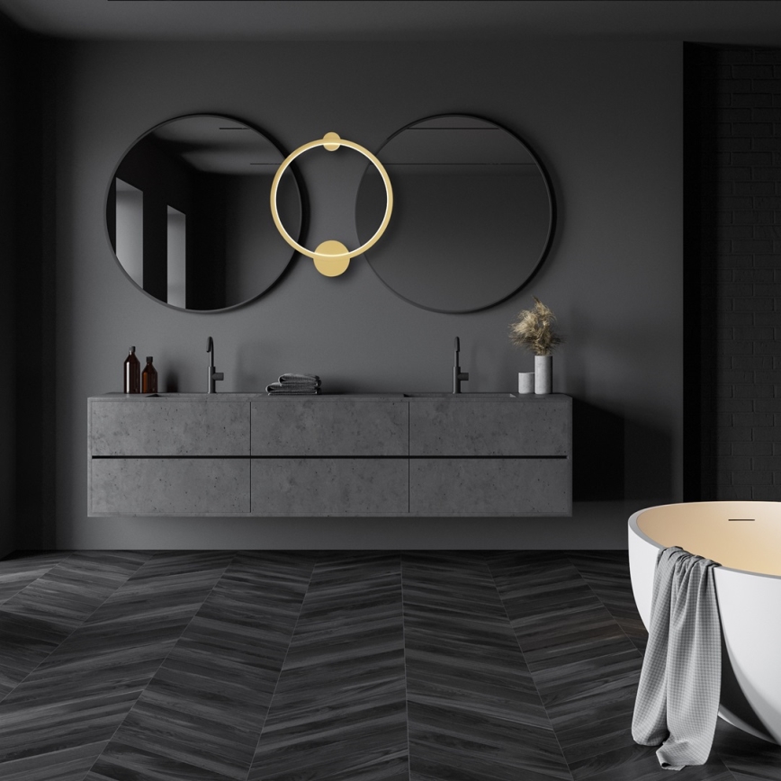 LED Vägglampa SATURNO LED/25W/230V Ø 50 cm IP44 guld