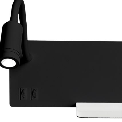 LED-vägglampa SHELF LED/4W+LED/5W+LED/2W/230V svart