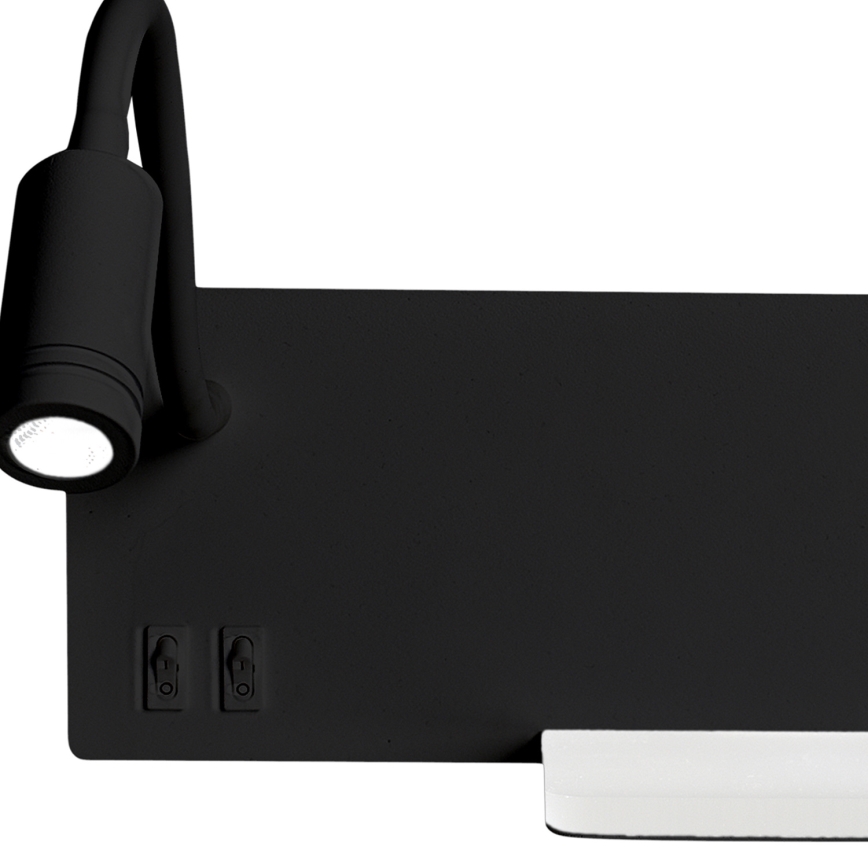 LED-vägglampa SHELF LED/4W+LED/5W+LED/2W/230V svart