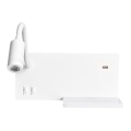 LED vägglampa SHELF LED/4W+LED/5W+LED/2W/230V + USB port vit