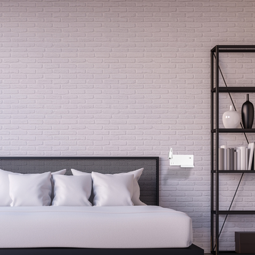 LED vägglampa SHELF LED/4W+LED/5W+LED/2W/230V + USB port vit