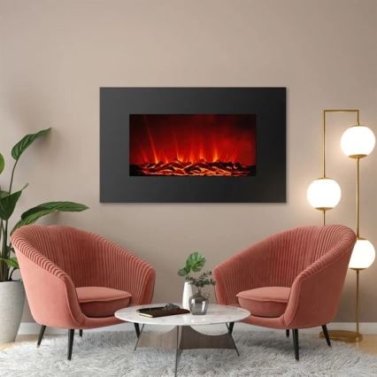 LED Väggmonterad elektrisk kamin med värme LED/2000W/230V 56x88 cm
