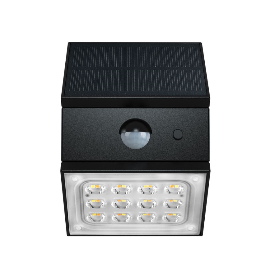 LED väggmonterad solarlampa med sensor LED/2,5W/3,7V 3000/4000/6000K IP65 1200 mAh svart