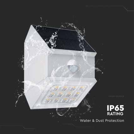 LED väggmonterad solcellslampa med sensor LED/2,5W/3,7V 3000/4000/6000K IP65 1200 mAh vit