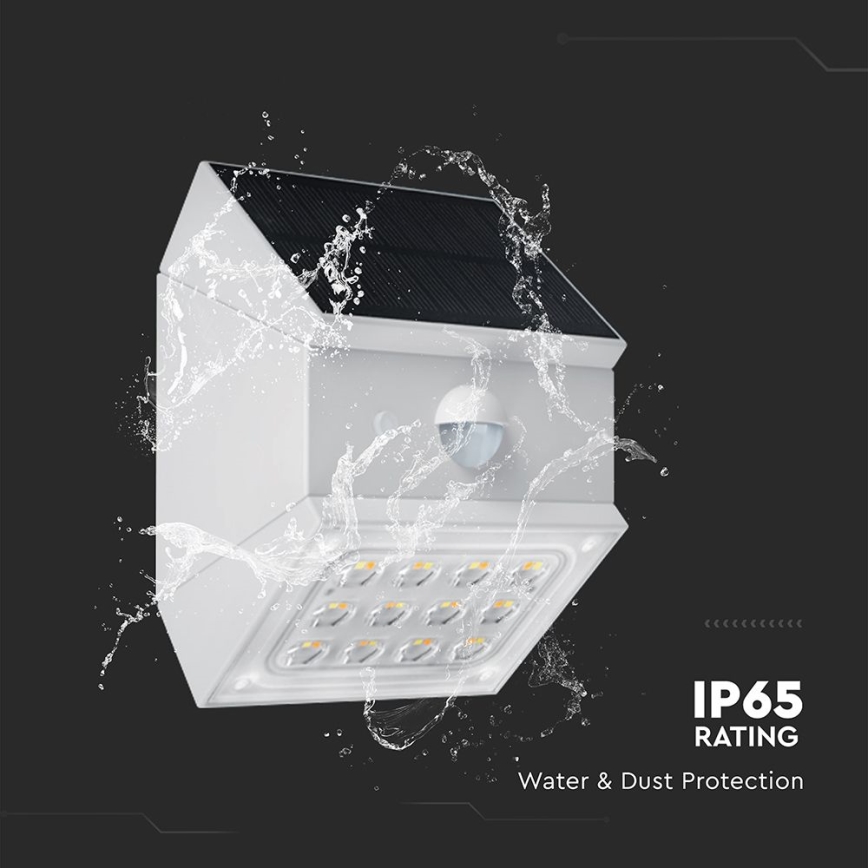 LED väggmonterad solcellslampa med sensor LED/2,5W/3,7V 3000/4000/6000K IP65 1200 mAh vit