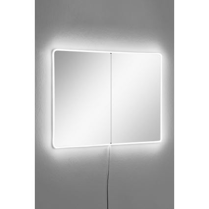 LED Väggspegel med belysning RECTANGULAR 80x60 cm vit