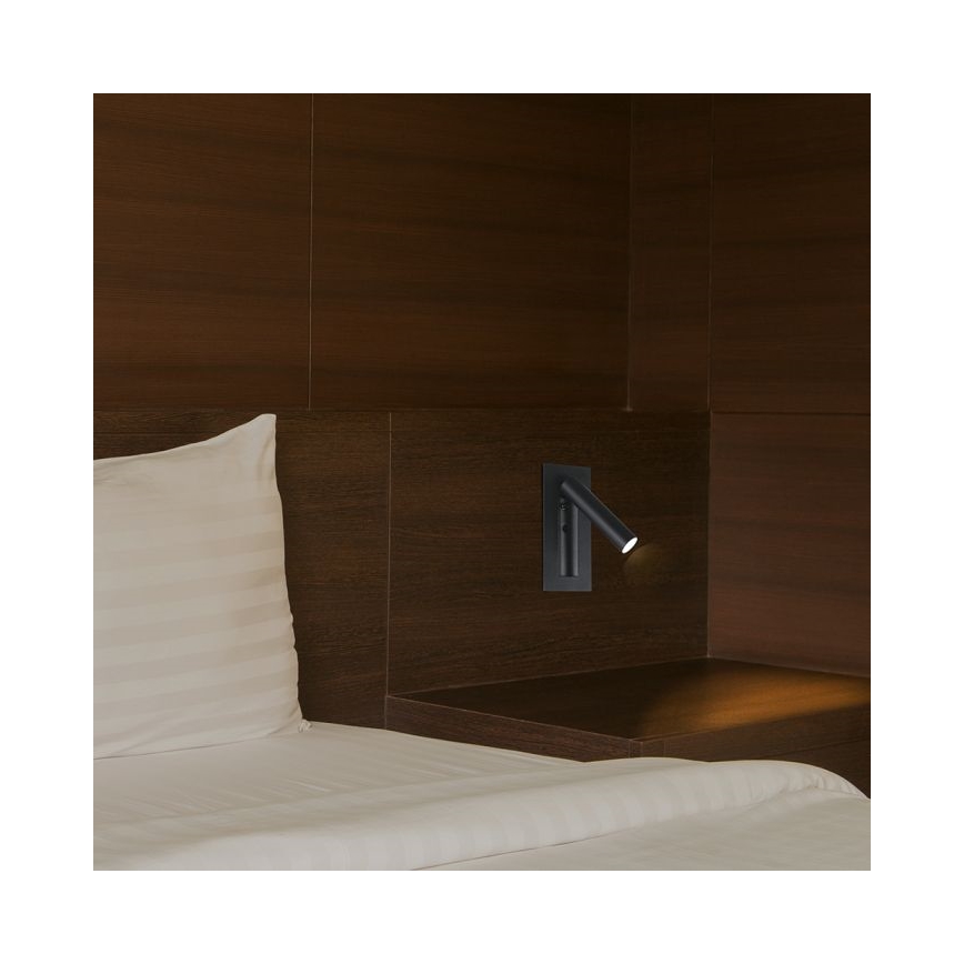 LED väggspot 2W/230V 3000K svart