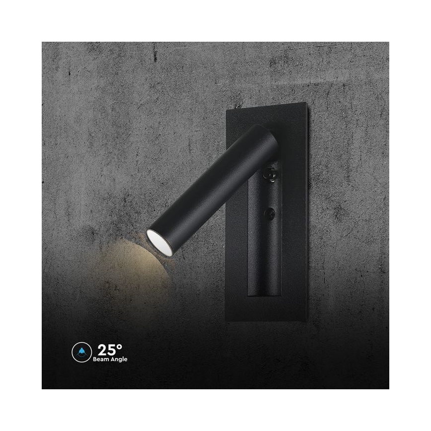 LED väggspot 2W/230V 3000K svart