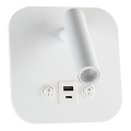 LED väggspot med USB-port LED/8W/230V 3000K vit