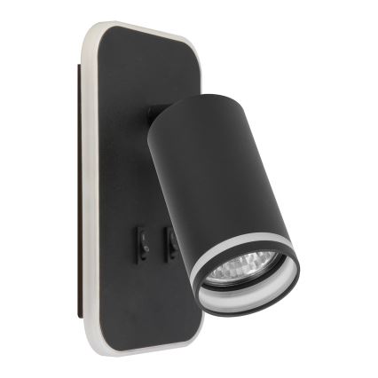 LED väggspot PIPE 1xGU10/10W/230V + LED/6W svart