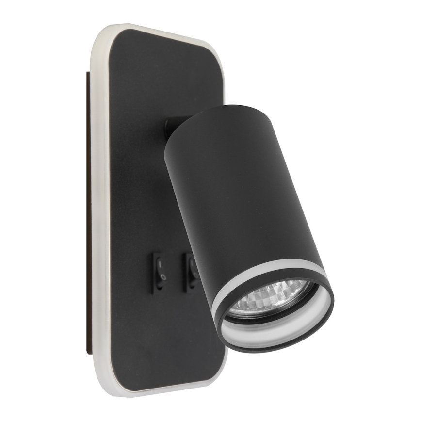 LED väggspot PIPE 1xGU10/10W/230V + LED/6W svart