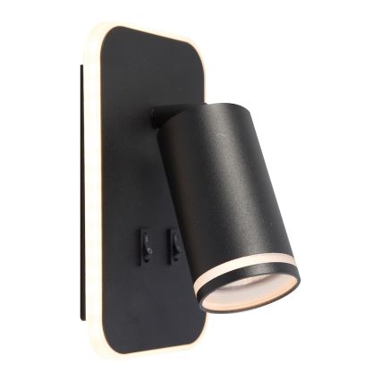 LED väggspot PIPE 1xGU10/10W/230V + LED/6W svart