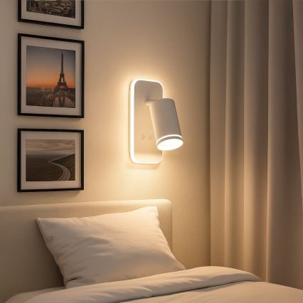 LED väggspot PIPE 1xGU10/10W/230V + LED/6W vit