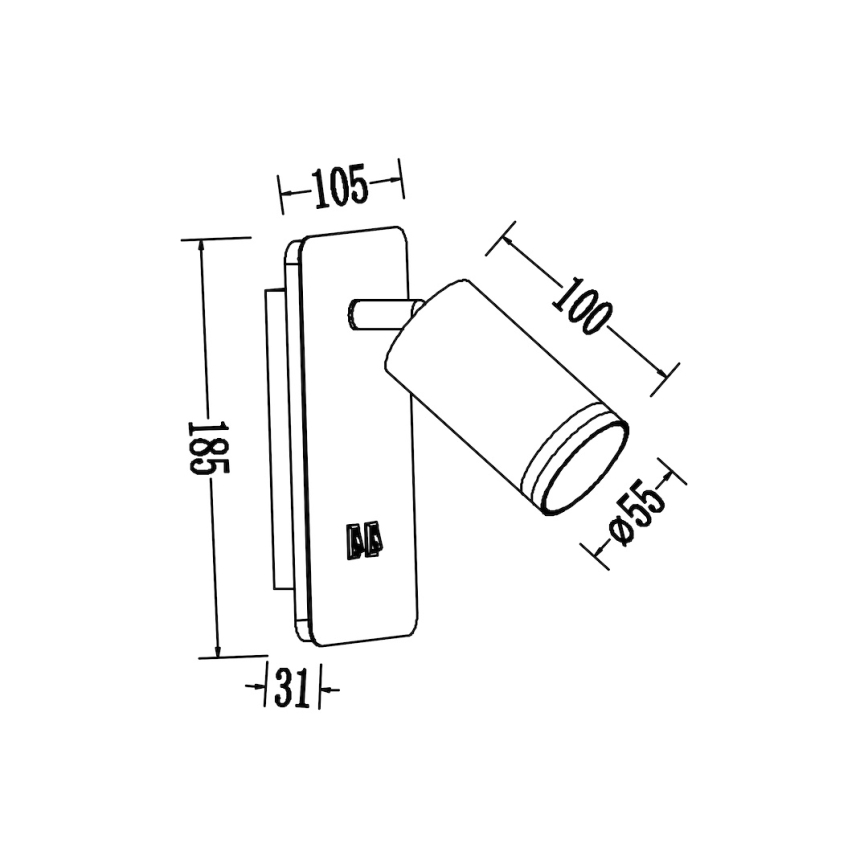 LED väggspot PIPE 1xGU10/10W/230V + LED/6W vit