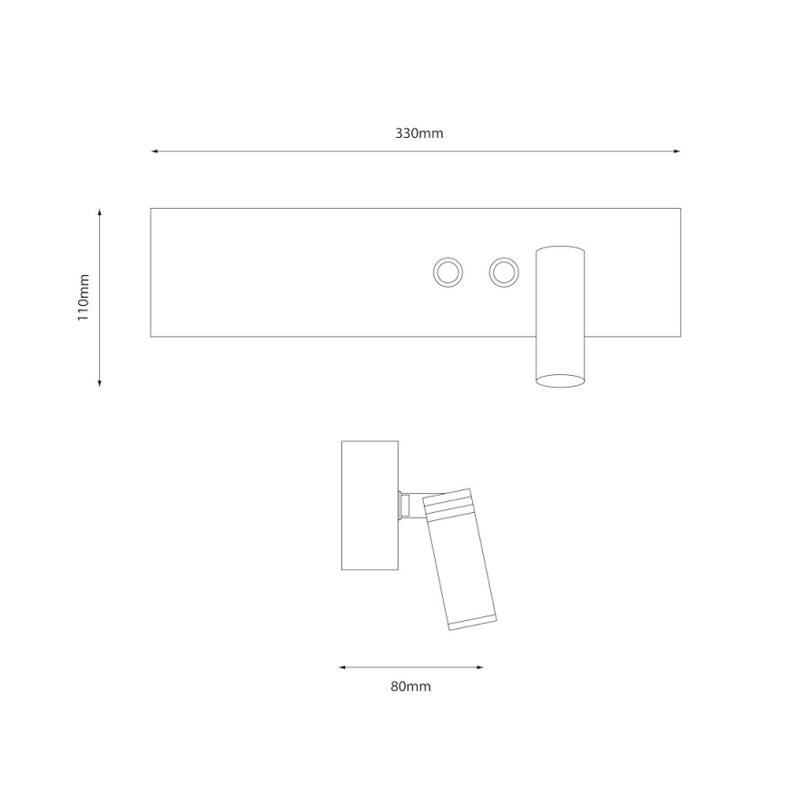 LED väggspot RESORT LED/10W/230V + LED/3W, svart, högerutförande