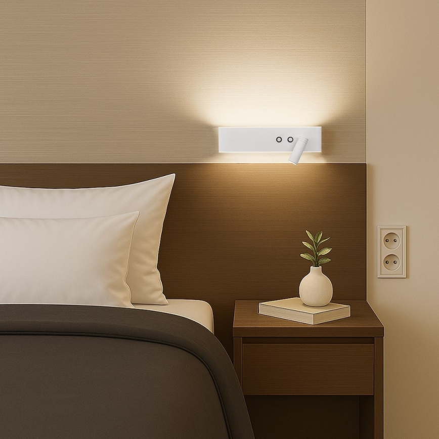 LED väggspot RESORT LED/10W/230V + LED/3W, vit, höger