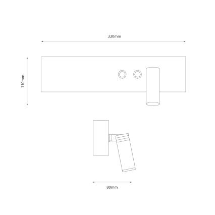 LED väggspot RESORT LED/10W/230V + LED/3W, vit, höger