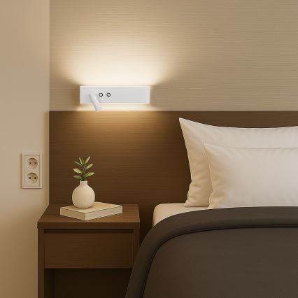 LED-väggspot RESORT LED/10W/230V + LED/3W, vit, vänster