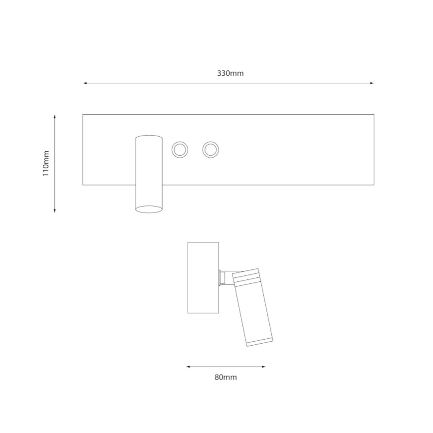 LED-väggspot RESORT LED/10W/230V + LED/3W, vit, vänster