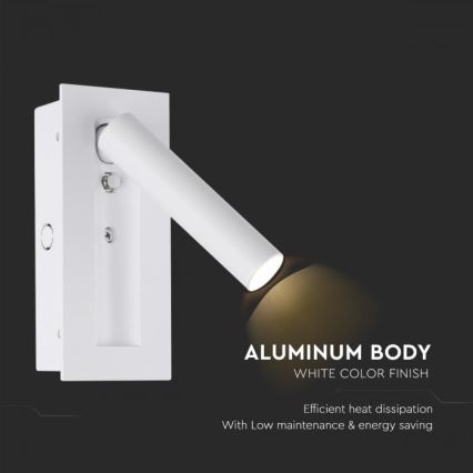 LED-väggspotlight 2W/230V 3000K vit