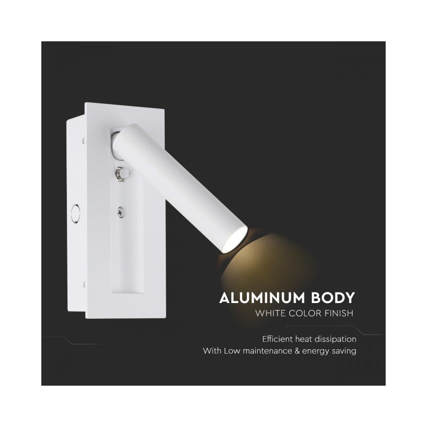 LED-väggspotlight 2W/230V 3000K vit