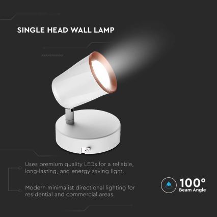 LED Väggspotlight LED/5W/230V 4000K vit