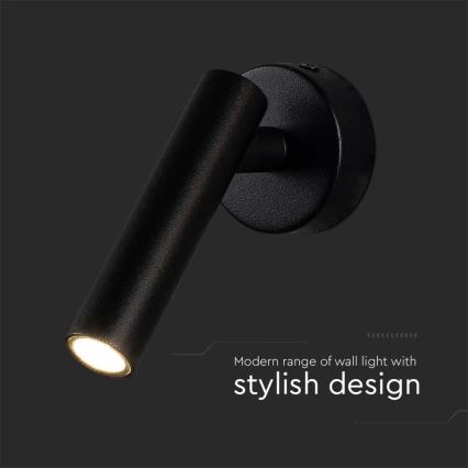 LED väggspotlight LED/2W/230V 3000K svart