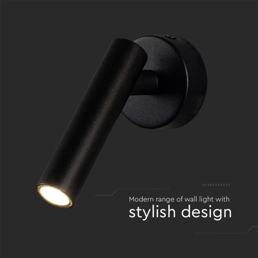 LED väggspotlight LED/2W/230V 3000K svart