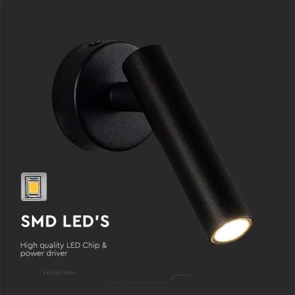 LED väggspotlight LED/2W/230V 3000K svart