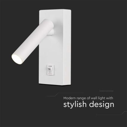 LED väggspotlight med strömbrytare LED/2W/230V 3000K vit