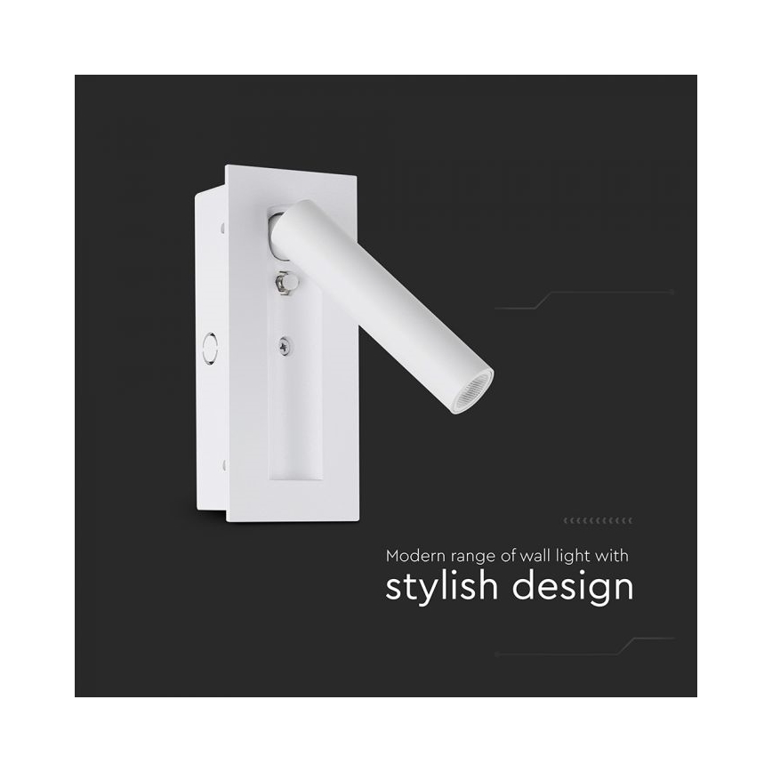 LED väggspotlight LED/2W/230V 3000K vit