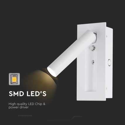 LED väggspotlight LED/2W/230V 3000K vit
