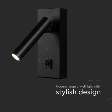 LED väggspotlight LED/2W/230V 4000K svart