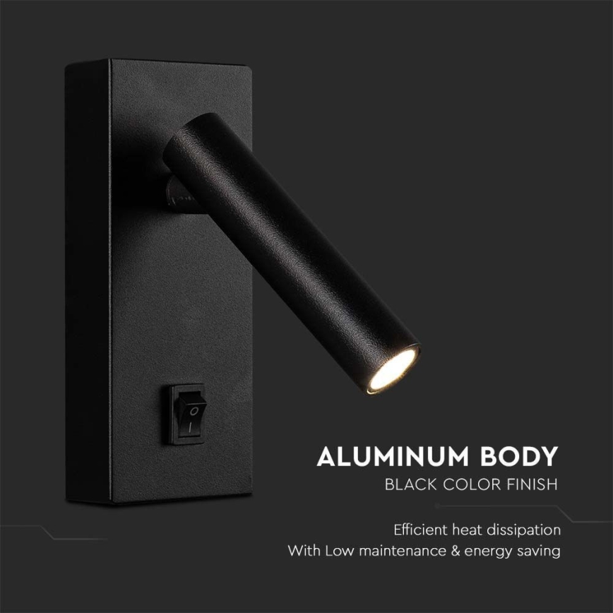 LED väggspotlight LED/2W/230V 4000K svart