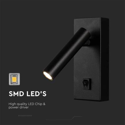 LED väggspotlight LED/2W/230V 4000K svart