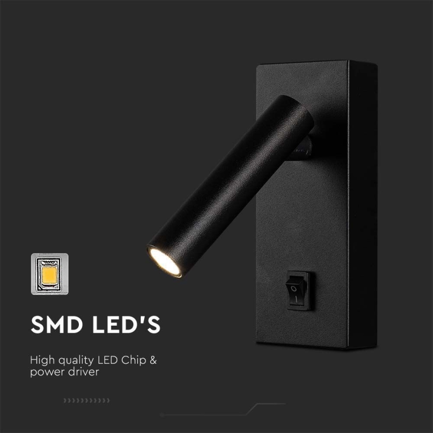 LED väggspotlight LED/2W/230V 4000K svart