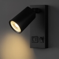 LED väggspotlight med USB-laddning LED/5W/230V svart