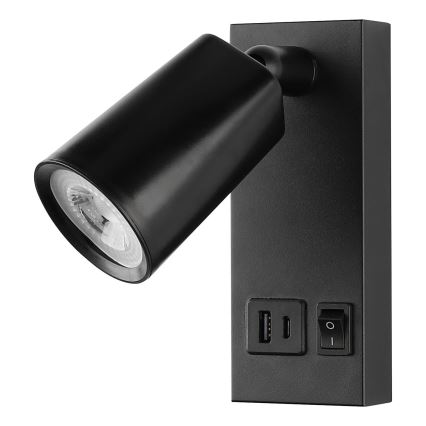 LED väggspotlight med USB-laddning LED/5W/230V svart