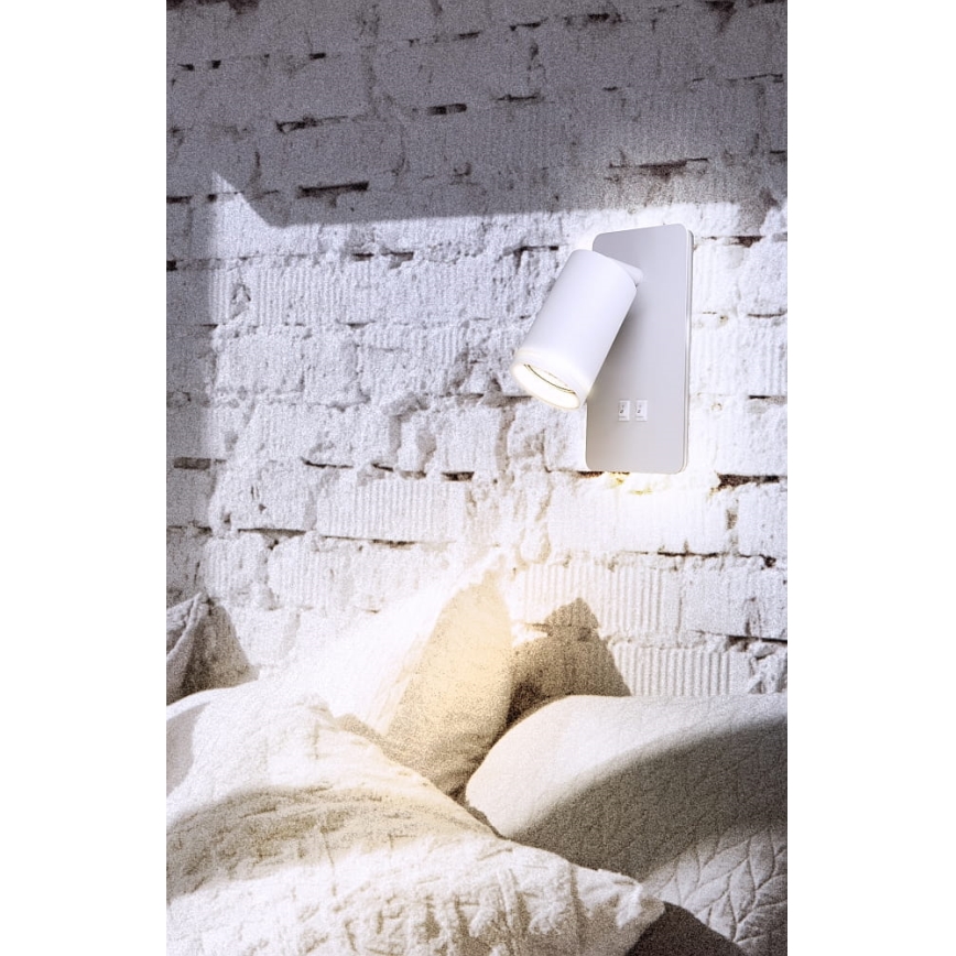 LED väggspotlight PARIS 1xGU10/10W/230V + LED/6W/230V vit