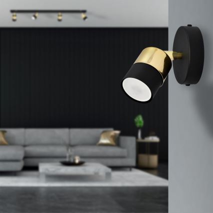 LED väggspotlight TUBSSON 1xGU10/4,8W/230V svart/guld