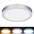 LED ytmonterad/infälld panel 2-i-1 24W/230V 3000/4000/6000K Ø 30 cm IP54 silver