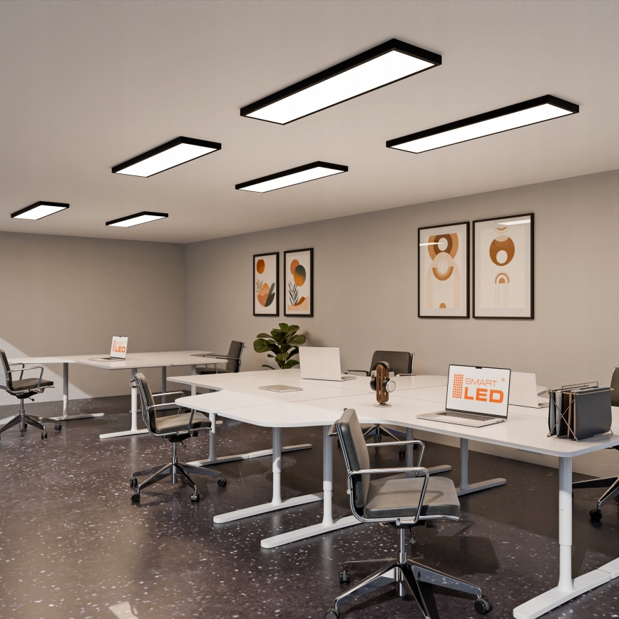 LED ytmonterad panel LED/60W/230V 30x120 cm svart