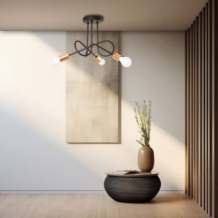 LED ytmonterad taklampa OXFORD 3xE27/15W/230V svart